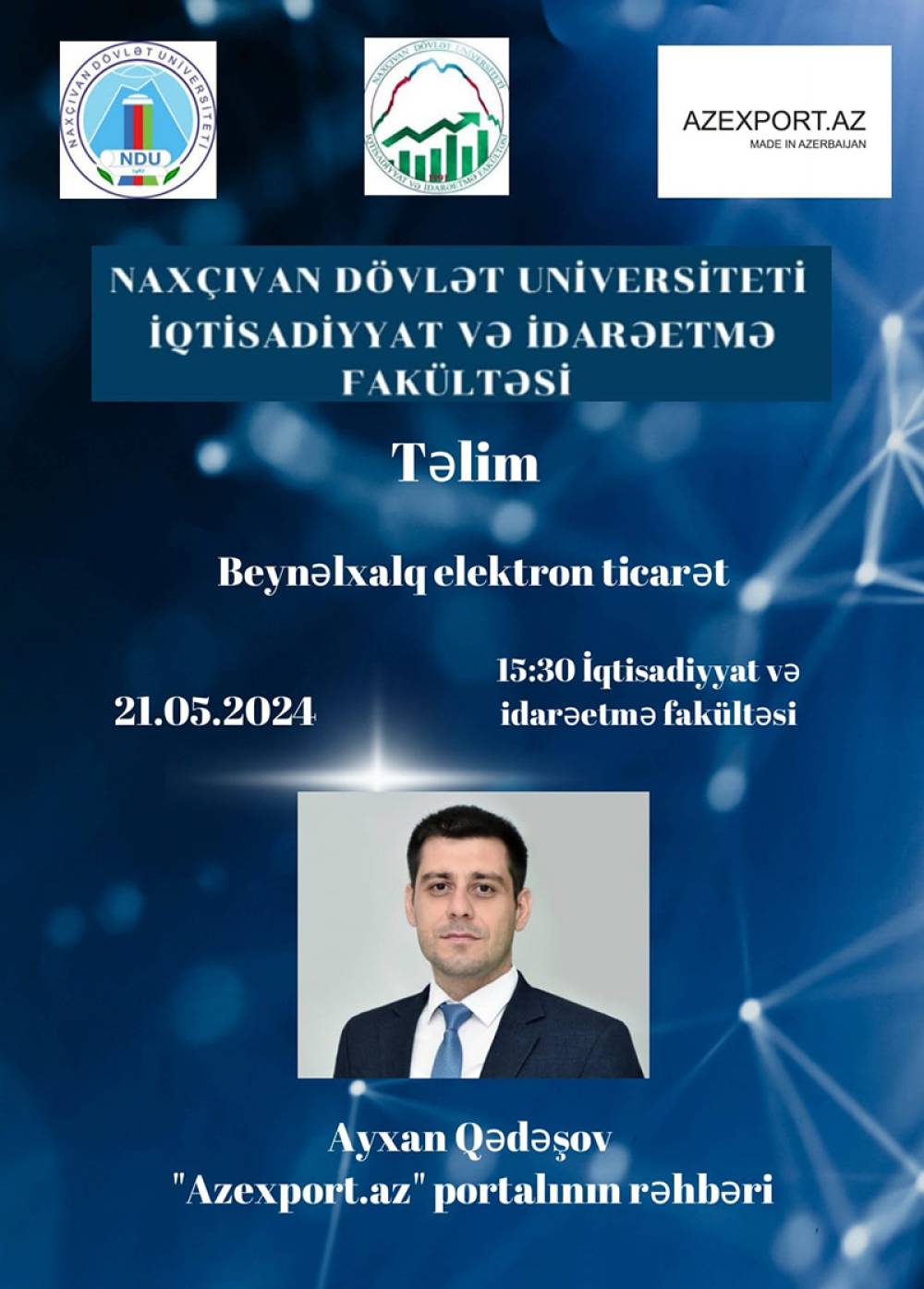 Naxçıvan Dövlət Universitetinin tələbələri üçün “Beynəlxalq elektron ticarət” mövzusunda təlim keçilib