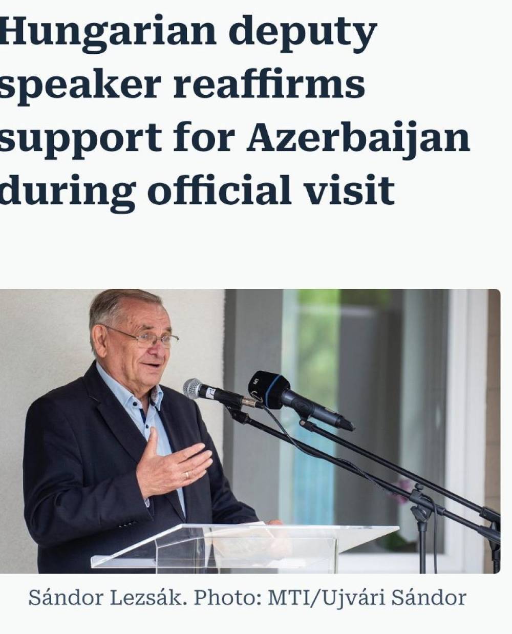 Macarıstan Milli Assambleyasının sədr müavini Şandor Lejakın 13-14 may tarixlərində Naxçıvan Dövlət Universitetində qonaq olması Macarıstan mediasında geniş işıqlandırılıb